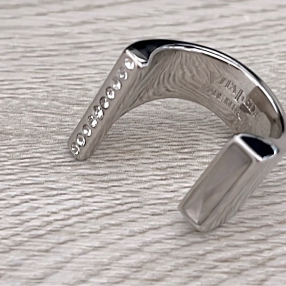 Vita Fede Silver Plated Crystal Cuff Ring Size 7 - Picture 4 of 5